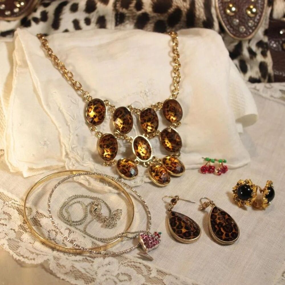 Gyaru Y2K Jersey Shore Leopard Print Jewelry Bundle